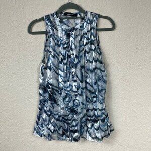 Derek Lam Sheer White Blue Black Cami Blouse